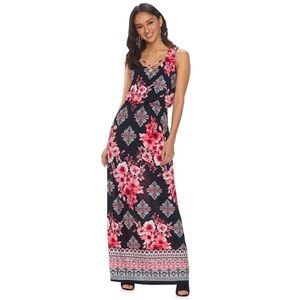 Three Pink Hearts floral stretch maxi dress, size S